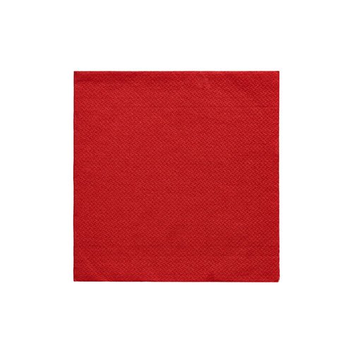 Une seule serviette PAPSTAR GmbH pliage 1/4, 24x24 cm bordeaux de la "DAILY Collection" (20 pièces), est présentée sur un fond blanc. La serviette carrée a un motif discret et texturé.