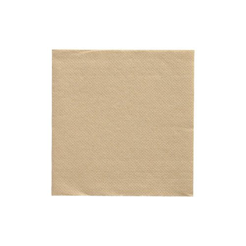 La serviette unie et carrée "PAPSTAR serviettes pliage 1/4, 24x24 cm sable" de la DAILY Collection (20 pièces) de la société PAPSTAR GmbH est placée au centre sur un fond blanc et présente un motif discret et structuré sans design ou logo visible.