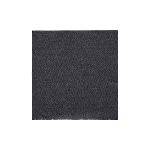 Une seule PAPSTAR serviette 1/4 pli, 24x24 cm noire de la "DAILY Collection" (20 pièces), de PAPSTAR GmbH, est présentée sur un fond blanc - idéale pour des décorations de table élégantes.