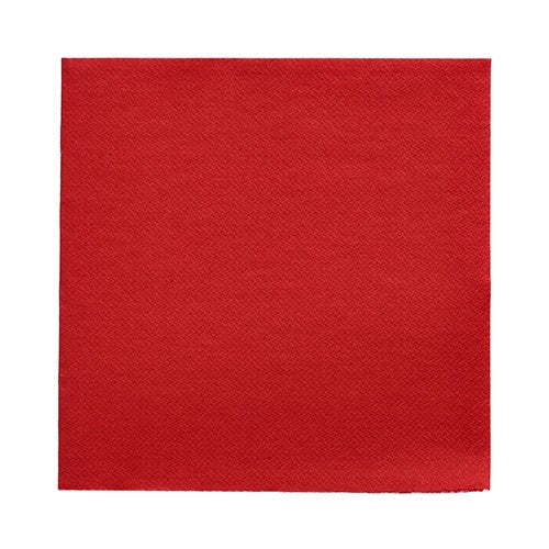 Sur un fond blanc se trouve une serviette rouge de PAPSTAR GmbH de la DAILY Collection (32x32 cm, 1/4 pli) avec une surface légèrement structurée - idéal pour une décoration de table élégante.