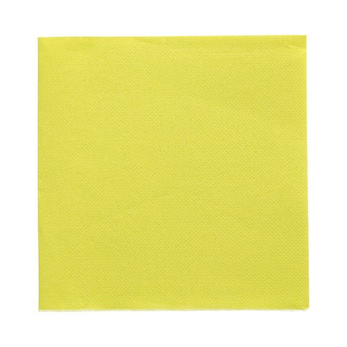 Les 20 serviettes "DAILY Collection" (1/4-pli, 32x32 cm) de PAPSTAR GmbH en jaune se présentent sur fond blanc – idéales pour apporter de la couleur à votre décoration de table.