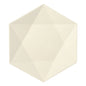 Une assiette hexagonale blanche, écologique, avec des lignes claires de PAPSTAR GmbH - PAPSTAR Assiette en canne à sucre "pure" hexagonale (25 pièces) - posée sur un fond blanc simple.