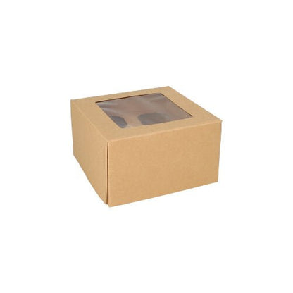La boîte à cupcakes carrée de 25 PAPSTAR 10 cm avec fenêtre en PLA de PAPSTAR GmbH est biodégradable et est présentée sur fond blanc.