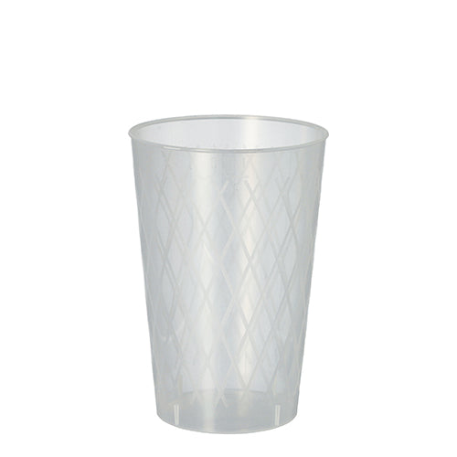 Les verres réutilisables Starpak 40 pour le cidre (0,25 l, Ø 7 cm, 10,5 cm) sont des gobelets en plastique incassables avec un motif en losange discret – parfaits pour le cidre et comme option durable en film rétractable (40 pièces).