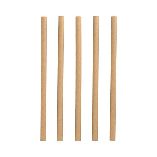 Cinq PAPSTAR 100 pailles à secouer en papier Ø 10 mm · 21 cm de PAPSTAR GmbH sont disposées verticalement sur un fond blanc - parfait pour les hôtes soucieux de l'environnement et comme alternative biodégradable.