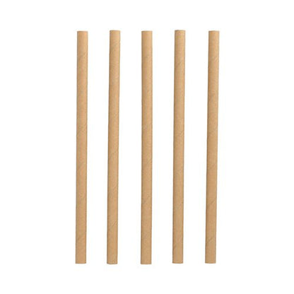 Cinq PAPSTAR 100 pailles à secouer en papier Ø 10 mm · 21 cm de PAPSTAR GmbH sont disposées verticalement sur un fond blanc - parfait pour les hôtes soucieux de l'environnement et comme alternative biodégradable.