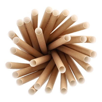 Vue de dessus des PAPSTAR pailles Bubble Tea "pure" (Ø 12 mm, 20 cm, marron, écologique | film, 200 pièces) de PAPSTAR GmbH disposées en cercle sur un fond blanc.