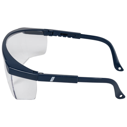 NITRAS VISION PROTECT BASIC, lunettes de branche, transparent / bleu marine, plastique EN 166 | Paquet (12 pièces)