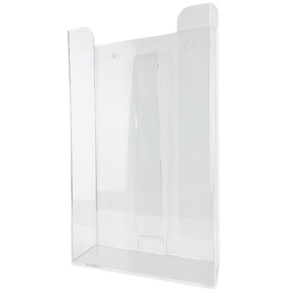 Le distributeur de gants ARNOMED pour le remplissage triple de ARNOWA GmbH est un porte-gants en acrylique transparent avec un dessus et une face ouverts pour des gants jetables à portée de main. La base plate assure la stabilité.