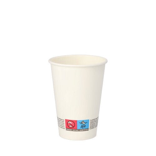 Le gobelet automatique Starpak 80 est un simple gobelet To Go blanc de 0,18 l (7 cm de diamètre, 9,2 cm de haut) en papier avec un symbole rouge « No Fire » et un symbole de recyclage bleu imprimés au bas - idéal pour les distributeurs automatiques ou les boissons à emporter. Paquet de 80 pièces.