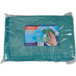 Un paquet de 10 chiffons en microfibre Abena Re-Seller GmbH ENA Platin Fenstertuch, 40x50 cm, vert, plié et scellé dans un film transparent, assure un nettoyage sans traces et est orné de l'inscription "Chiffon de fenêtre Platine Vert" et d'une image de la main nettoyant la fenêtre.