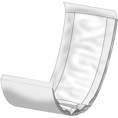 Une illustration numérique d'une couche jetable ABENA Let dépliée de la société Abena Re-Seller GmbH, montrée sous un angle latéral, met en évidence les couches internes absorbantes et le design profilé pour une absorption optimale des liquides.