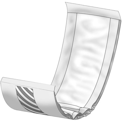 Une simple illustration en noir et blanc d'une couche jetable ABENA Let dépliée de la société Abena Re-Seller GmbH, mettant en évidence le matériau intérieur absorbant et les jambières élastiques - idéal à emporter dans un sac de haute qualité pour les déplacements.