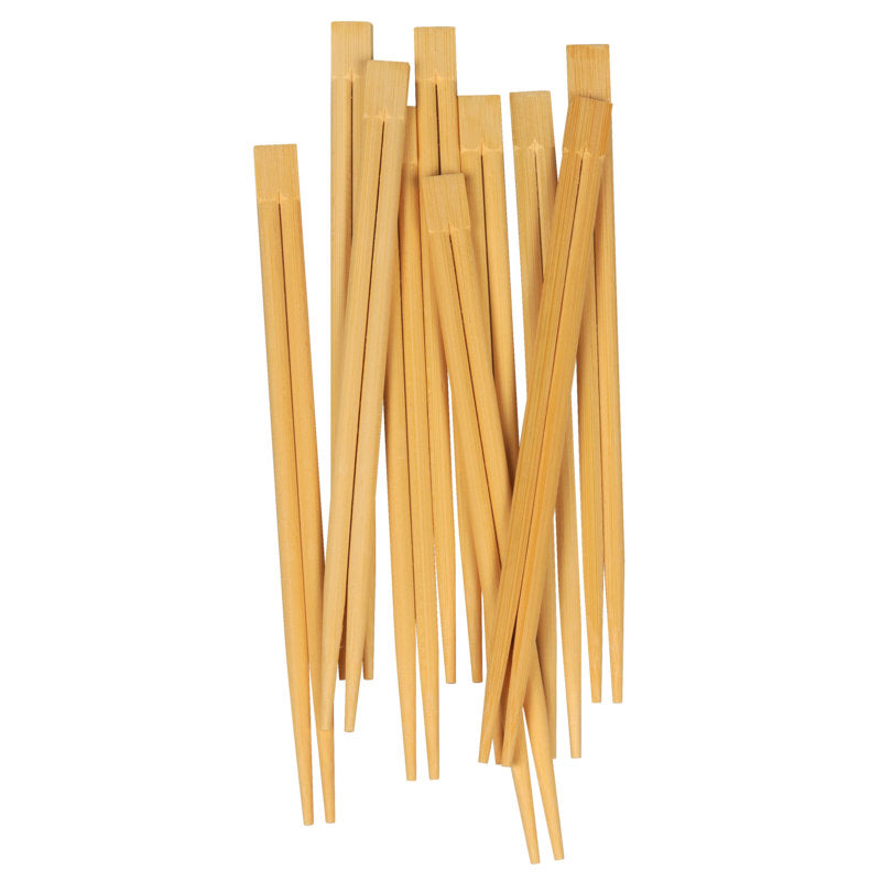 Un ensemble de baguettes Abena Re-Seller GmbH, bambou, non emballées (100 pièces) est dispersé par paires en chevauchement. Les baguettes brun clair ont des extrémités plates et anguleuses et sont non emballées, ce qui en fait un choix durable.