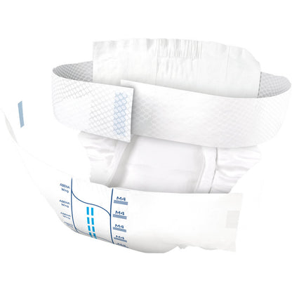 La couche pour adultes ABENA Wing Premium de Abena Re-Seller GmbH est montrée ouverte, révélant des lignes bleues, une ceinture élastique et des languettes adhésives - offrant la protection ultime parmi les produits d'incontinence de pointe.