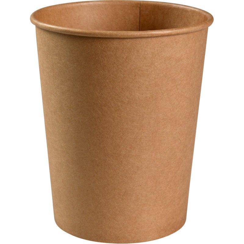 Un bol brun Abena Re-Seller GmbH (1.000 ml, ø 11,5 cm, Kraft/PE) se tient debout sur un fond blanc - parfait pour la restauration; disponible en paquets de 50.