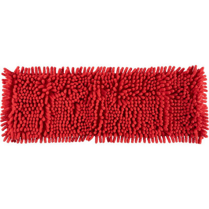 Le balai microfibre ENA Chenille de Abena Re-Seller GmbH est un tampon rectangulaire rouge avec des rangées épaisses et structurées de microfibres, conçu pour un nettoyage efficace des sols.