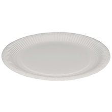 Der Pappteller Rund, Weiß von Abena Re-Seller GmbH ist ein schlichter runder weißer Teller mit strukturiertem Rand - perfekt als umweltfreundlicher Einwegteller für jede Gelegenheit.