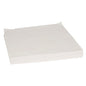 Une pile de serviettes dentaires blanches et carrées (33x34 cm, papier, blanc) de la société Abena Re-Seller GmbH est proprement alignée avec des coins repliés. L'emballage contient 1000 pièces ; toutes absorbantes et présentées sur un fond blanc.