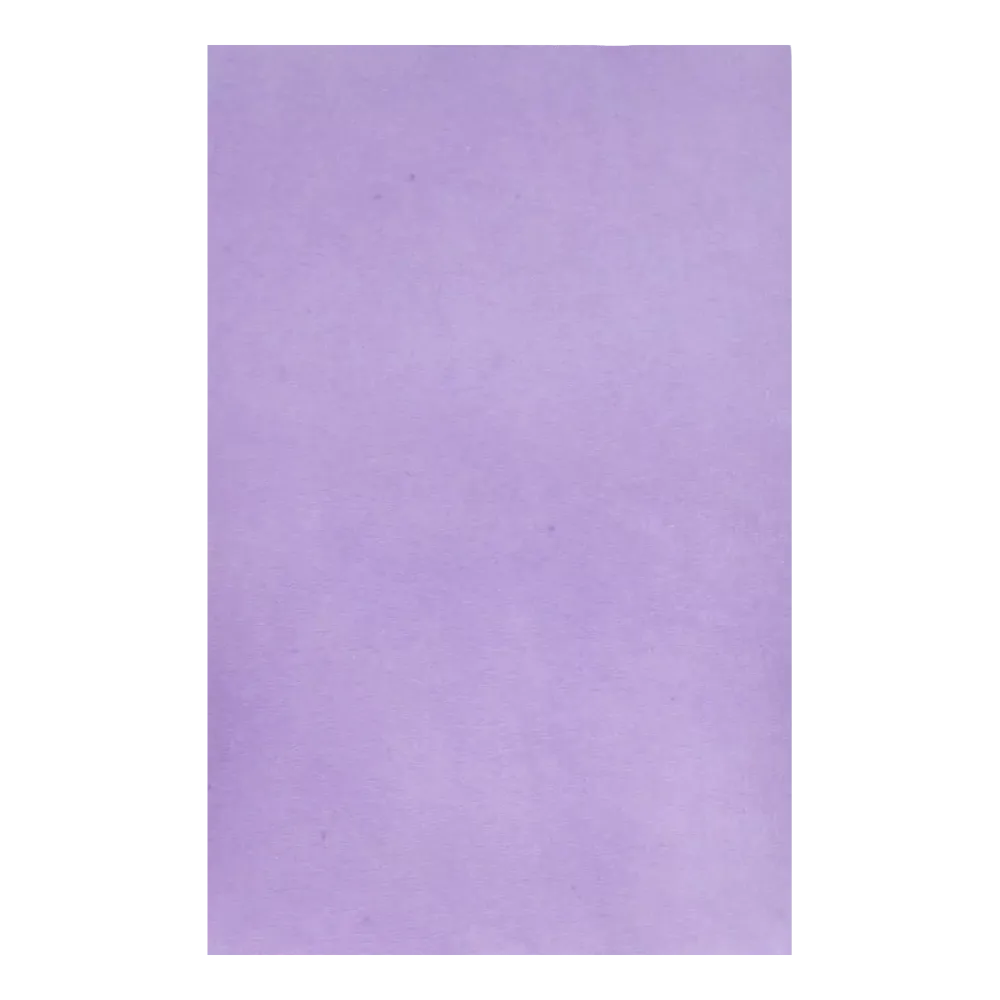 Une feuille de papier violet pastel à texture lisse, similaire au papier filtre pour plateau Dental Kreppauflage de AMPri Handelsgesellschaft mbH en différentes couleurs, présentée verticalement devant un fond blanc.