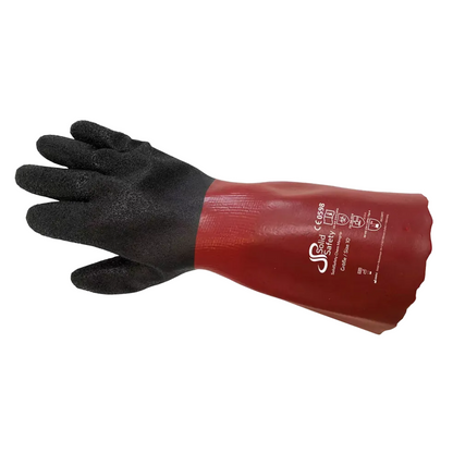 Les gants de protection chimique AMPri SolidSafety Chem MaxGrip, disponibles en tailles M - L, proposés par AMPri Handelsgesellschaft mbH, sont des gants de protection rouge et noir avec une prise texturée. Ils sont spécialement conçus comme des gants de protection chimiques résistants à l'abrasion et comportent divers symboles de certification de sécurité et textes au poignet pour offrir une protection exceptionnelle contre les substances agressives lors d'une utilisation intensive.