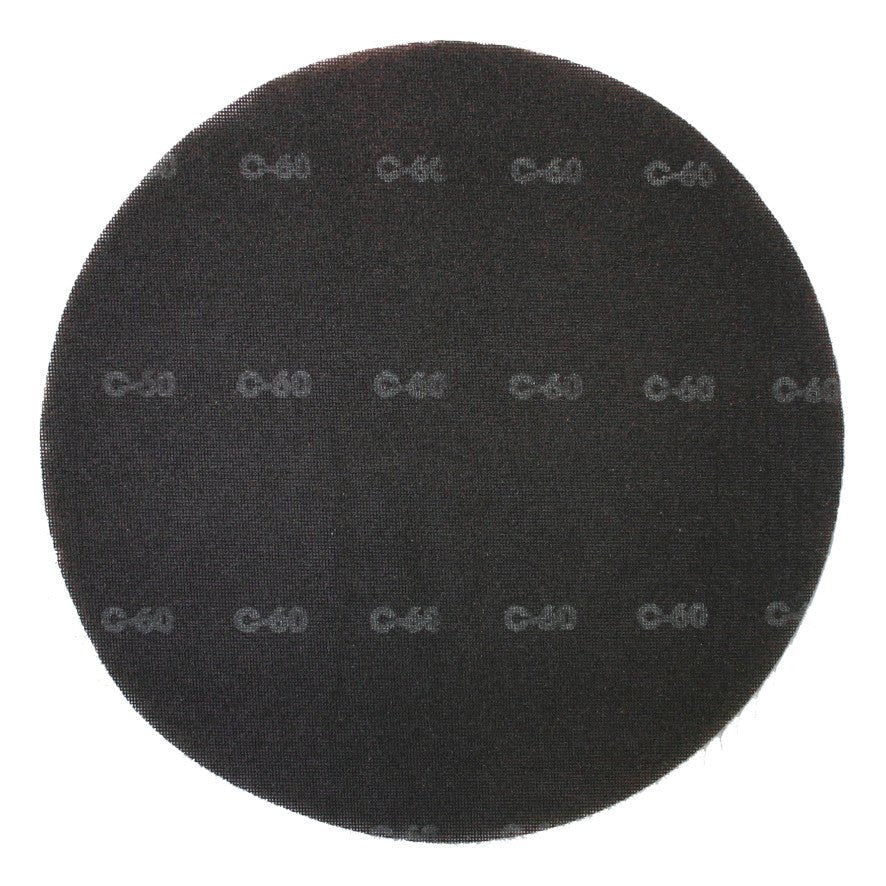 L'image montre un disque de ponçage Arcora Profi Gitterleinen Pads de 17'' rond, plat et noir de Arcora International GmbH vu de dessus sur un fond blanc.