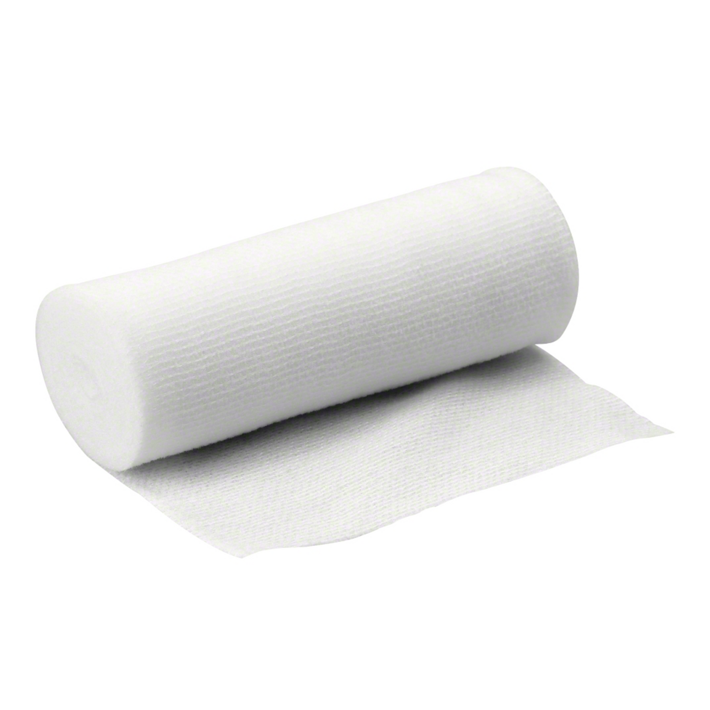 Un rouleau blanc de bandages de fixation élastiques fins B. Braun Askina® Elast, partiellement déroulé sur un fond blanc uni, idéal pour fixer les pansements, de B. Braun Deutschland GmbH & Co. KG.