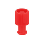 Le B. Braun bouchon combiné en rouge de B. Braun Deutschland GmbH & Co. KG dispose d'un design cylindrique nervuré avec une base plus large et un dessus enfoncé, idéal pour des fermetures stériles. Le paquet contient 100 pièces, isolées sur fond blanc.