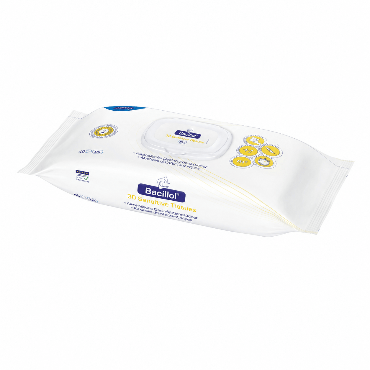 Lingettes désinfectantes Hartmann Bacillol 30 Sensitive Tissues | Boîte (40 pièces)