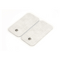 Sur l'image, on peut voir deux électrodes rectangulaires compatibles avec les appareils TENS/EMS numériques EM 40, EM 41, EM 41.1, EM 49 et EM 80 de Beurer GmbH. Les électrodes gris clair sont en matériau semblable à du tissu et sont équipées de connexions à pression. Elles sont représentées côte à côte sur un fond blanc et sont vendues en pack de 4 sous le nom de « Beurer électrodes grandes ».