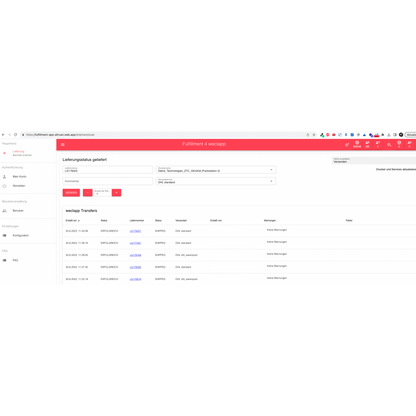 Capture d'écran de l'interface de l'application Altruan PackMaster pour la gestion de l'exécution avec des onglets tels que « Planification », « Création d'étiquettes d'expédition » et d'autres, ainsi qu'une section pour saisir les détails de la commande comme le numéro de commande, etc.
