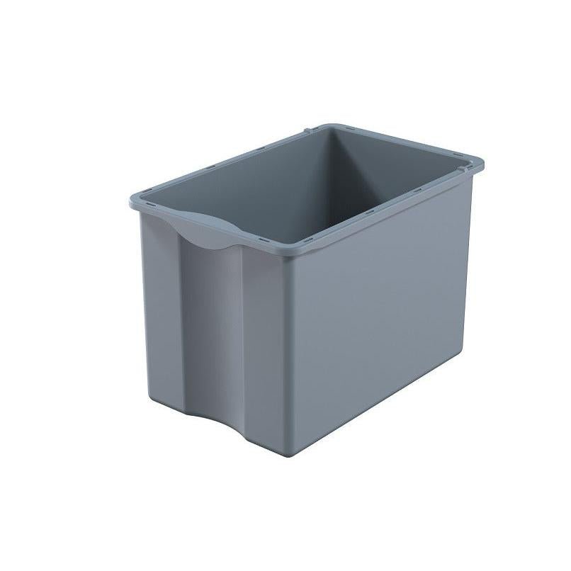 Un tiroir gris rectangulaire de 40L Di Protect de Diversey Deutschland GmbH & Co. OHG pour le chariot TASKI Protect est représenté vide sur un fond blanc.
