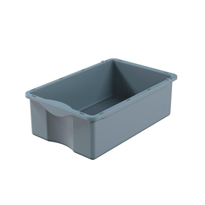 Le tiroir DI Protect Trolley 20 L de Diversey Deutschland GmbH & Co. OHG est un tiroir rectangulaire en plastique gris (d'une capacité de 20 L) doté de bords arrondis et d'une poignée encastrée — idéal pour organiser votre chariot Protect Trolley.