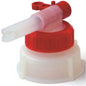 Le robinet de bidon Dr. Schumacher (1 pièce) de la société Dr. Schumacher GmbH dispose d'un bouchon rotatif rouge, d'une base filetée blanche et d'un bec transparent incliné avec des rainures de préhension pour faciliter le remplissage des liquides à partir du récipient.
