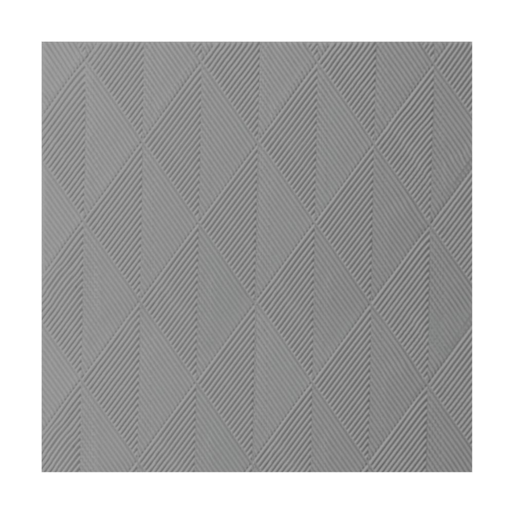 Die flache Oberfläche zeigt ein sich wiederholendes geometrisches Rautenmuster, das durch diagonale Linien in einheitlichem Grau geteilt wird und an den Stil des Elegance-Servietten Crystal 48 x 48 cm 1/4 Falz Crystal der Duni GmbH erinnert.