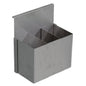 Le conteneur en acier inoxydable Novocal (250 x 150 x 300 mm) dispose de trois compartiments rectangulaires et d'un dos plat, conçu pour être suspendu à un rail euro dans les ateliers ou fixé à une surface. L'emballage contient 1 pièce.