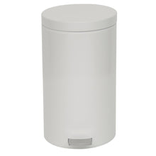 Der Novocal Tretabfalleimer (1 Stück) ist ein runder, weißer Tretabfalleimer mit geschlossenem Stahldeckel und Fußpedal aus lackiertem Stahlblech, abgebildet auf weißem Hintergrund.