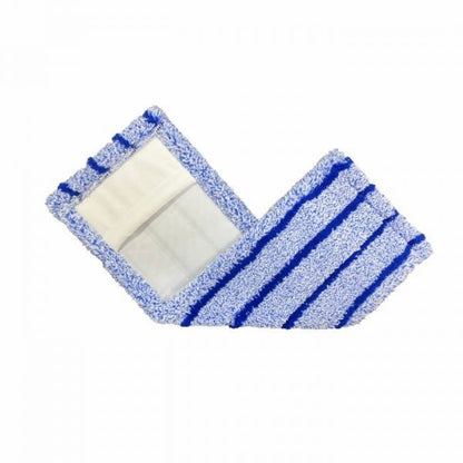 L'Arcora RUNNER BLUE DB - FC AVEC COUVERTURE de Arcora International GmbH est un pad de moppe rectangulaire à rayures bleu-blanc avec une poche intérieure, parfait comme coureur bleu pour les tâches de nettoyage à l'intérieur.