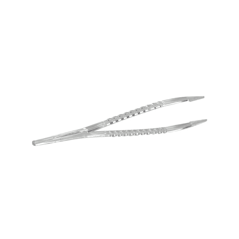 Une paire de pinces jetables stériles Mediware de Servoprax GmbH avec une poignée texturée et un design anatomique précis est présentée sur un fond blanc simple.