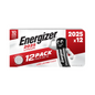 L'image montre un emballage de la pile bouton Energizer CR 2025 3V 163 mAh Lithium | Paquet (12 pièces) d'Energizer Deutschland GmbH, désigné comme un pack de 12 avec une performance de longue durée. L'emballage blanc-rouge montre un symbole en forme de pile et indique une durée de conservation de 10 ans et une sécurité enfant.