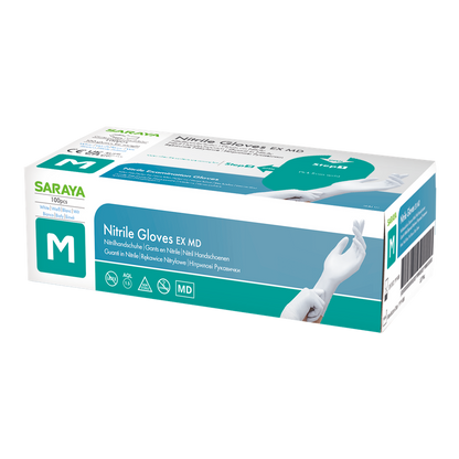 Saraya gants jetables en nitrile EX MD blanc