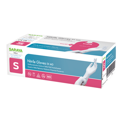 Saraya gants jetables en nitrile EX MD blanc