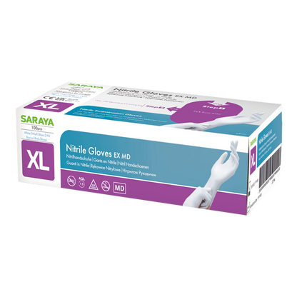 Saraya gants jetables en nitrile EX MD blanc