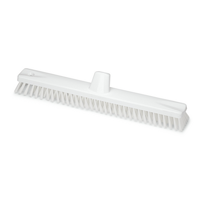 La brosse à grande surface Nölle Profi Brush HACCP 45 cm de Nölle Profi Brush Bürsten- & Pinseltechnik e.K. est une brosse à récurer blanche durable avec des poils densément emballés et un trou central pour la fixation du manche, parfaite pour nettoyer de grandes surfaces.