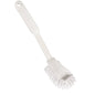 La DIE SANFTE KRATZBÜRSTE de Haug Bürsten KG est une brosse à vaisselle en nylon blanc 6.6 (ø 0,40 mm, moyen) avec un long manche et un trou de suspension, idéale pour un nettoyage en douceur. Taille : 275x60x20 mm.