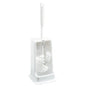 La GARNITURE WC 4-CARRÉ, BROSSE6140 BLANC (145x145x415mm) de Haug Bürsten KG dispose d'une brosse en plastique blanc et d'une poignée dans un support rectangulaire assorti, parfait pour un aménagement de salle de bain minimaliste.