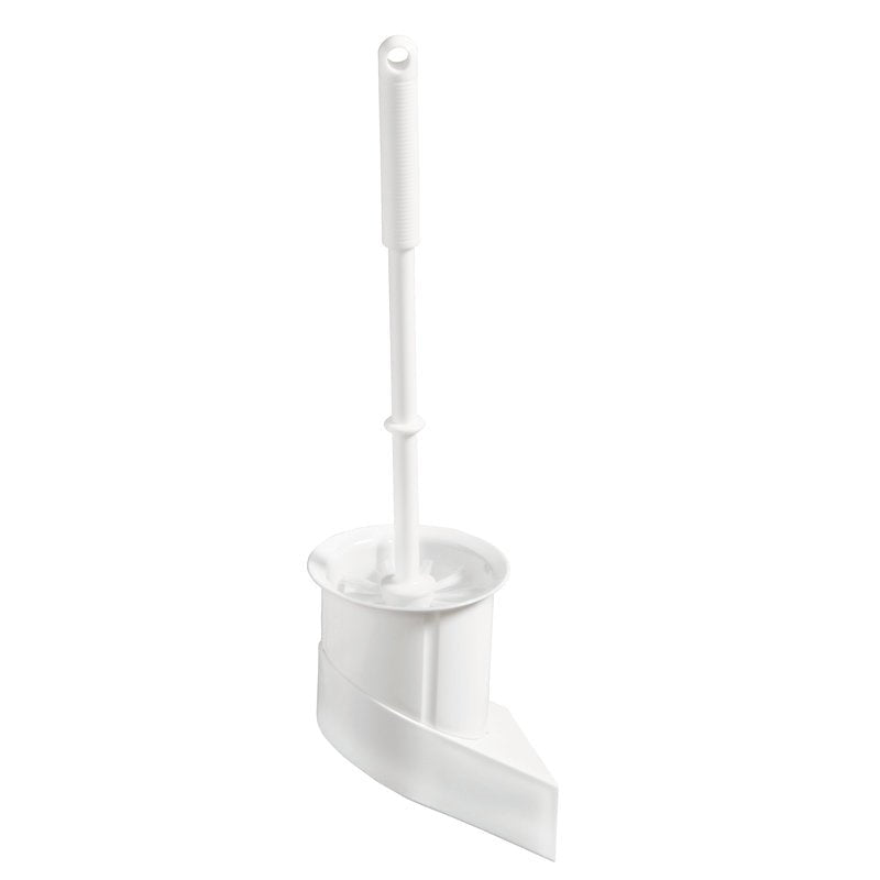 La Haug Bürsten KG WC-WANDGARNITUR,M.BÜRSTE 6130 BLANC (115x100x410mm) offre une brosse à long manche blanche avec un pied courbé et un support d'angle assorti - un accessoire de salle de bain indispensable pour la propreté et le style.