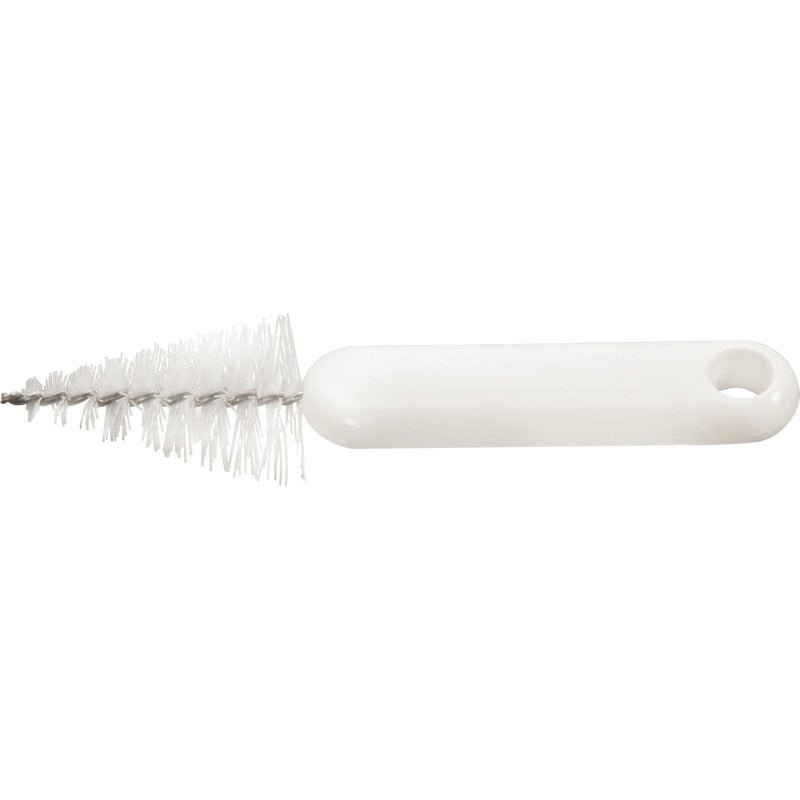 La Haug Bürsten KG BROSSE DE NETTOYAGE POUR DOUILLES, ø 3/28mm, Nylon 6.6 blanc avec des poils moyens de ø 0,30mm est idéale pour le nettoyage des espaces étroits. Son manche en plastique blanc a un trou de suspension; parfait comme accessoire de pâtisserie pratique.