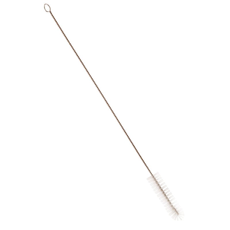 La Haug Bürsten KG BROSSE TUBE, NYLON 6.0 TRANSPAR. ø 0,35MM MOYEN 450Xø25MM est dotée d'une poignée en boucle et de poils en nylon blancs pour le nettoyage des conteneurs étroits ou des tuyaux.