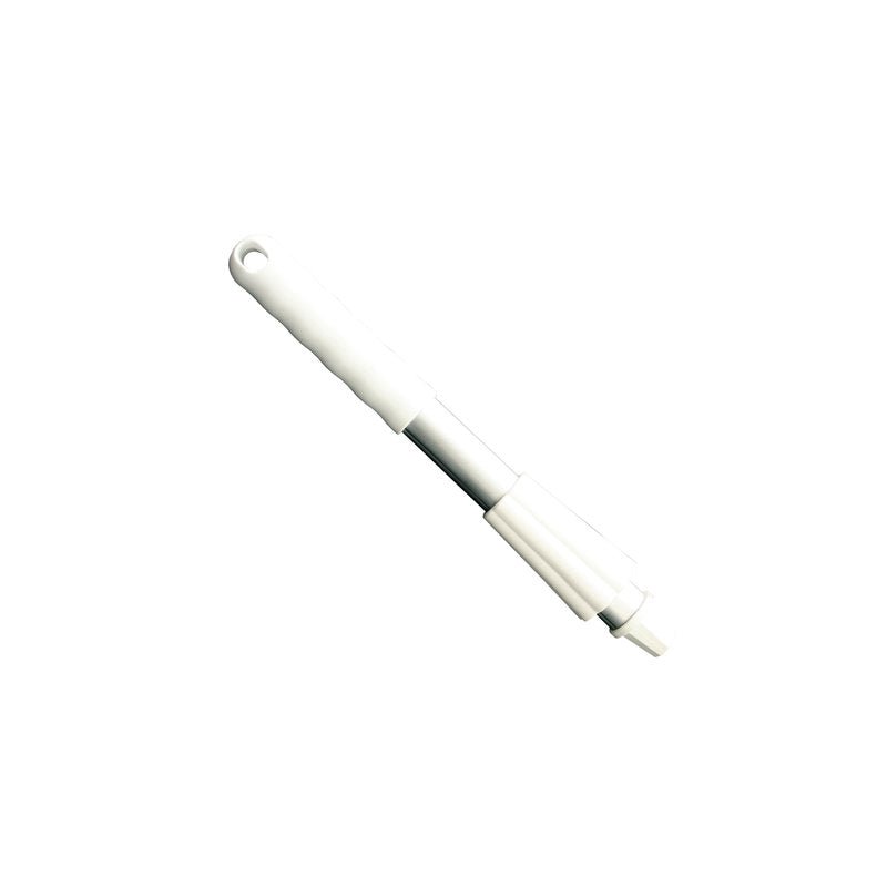 La brosse à dents en plastique blanc avec manche amovible est équipée d'un CAPUCHON ET ÉCROU DE SERRAGE KURZ-ALUSTIEL DE 300 MM de Haug Bürsten KG pour augmenter la durabilité.